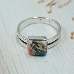 Spiny Oyster Turquoise 925 Sterling Silver Ring (REXT28-256)