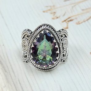 Mystic Topaz  925 Sterling Silver Ring (REXT60-128)