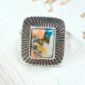 Spiny Oyster Turquoise 925 Sterling Silver Ring (RS73-19)