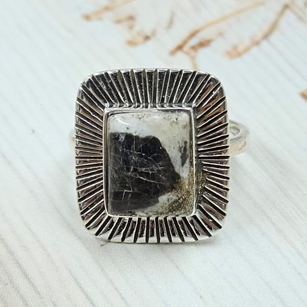 White Buffalo Turquoise 925 Sterling Silver Ring (RS73-20)