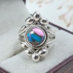 Pink Dahlia Turquoise 925 Sterling Silver Ring (REXT48-62)