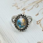 Spiny Oyster Turquoise 925 Sterling Silver Ring (REXT48-58)
