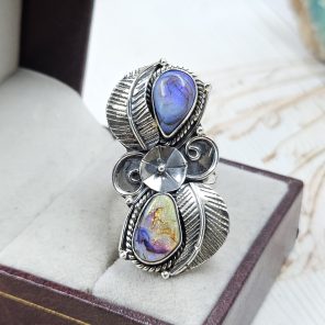 Spider Opal Adjustable 925 Sterling Silver Ring (REXT102-14)