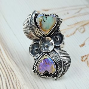 Spider Opal Adjustable 925 Sterling Silver Ring (REXT102-15)