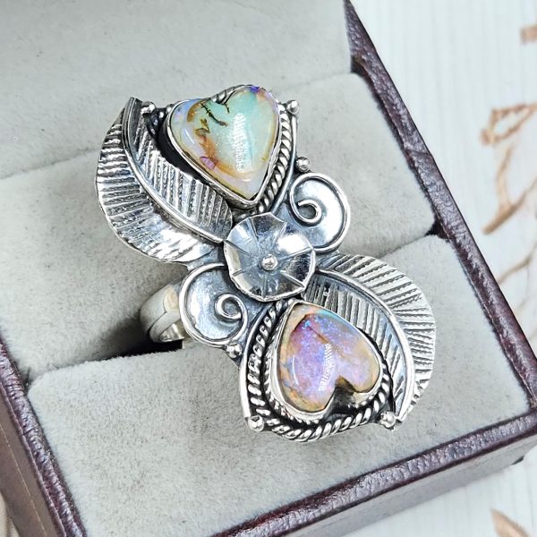 Spider Opal Adjustable 925 Sterling Silver Ring (REXT102-15) - Image 2
