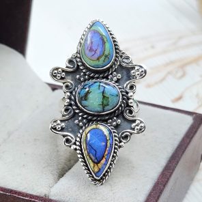Spider Opal Adjustable 925 Sterling Silver Ring (REXT102-20)