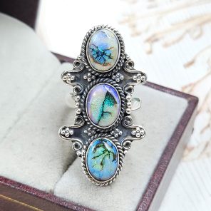 Spider Opal Adjustable 925 Sterling Silver Ring (REXT102-21)