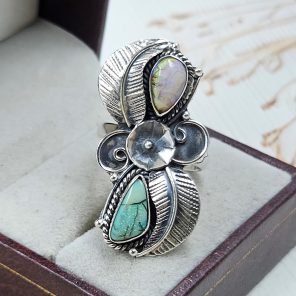 Spider Opal Adjustable 925 Sterling Silver Ring (REXT102-18)
