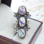 Spider Opal Adjustable 925 Sterling Silver Ring (REXT102-22)