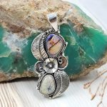 Spider Opal 1.5" 925 Sterling Silver Pendant (REXT102-29)