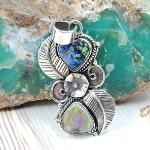 Spider Opal 1.5" 925 Sterling Silver Pendant (REXT102-31)