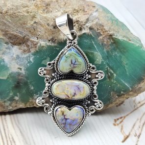Spider Opal 1.5" 925 Sterling Silver Pendant (REXT102-34)