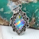 Aurora Opal 1.25" 925 Sterling Silver Pendant (REXT56-178)