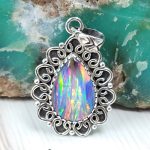 Aurora Opal 1.25" 925 Sterling Silver Pendant (REXT56-179)