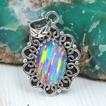 Aurora Opal 1.25" 925 Sterling Silver Pendant (REXT56-180)