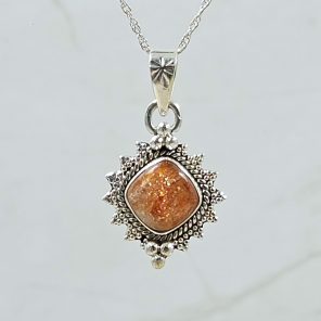 Sunstone 1" 925 Sterling Silver Pendant (REXT102-6)