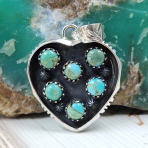 Mohave Turquoise 1.25" 925 Sterling Silver Pendant (RS114-336)