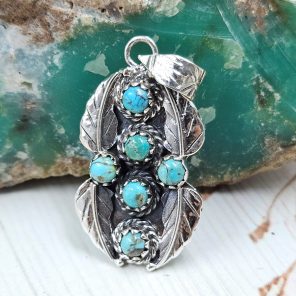 Mohave Turquoise 1.3" 925 Sterling Silver Pendant (RS114-337)