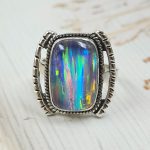Aurora Opal 925 Sterling Silver Ring (REXT54-79)
