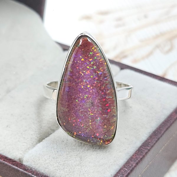 Aurora Opal 925 Sterling Silver Ring (REXT54-85)