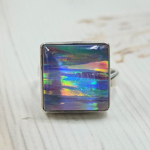 Aurora Opal 925 Sterling Silver Ring (REXT54-86)