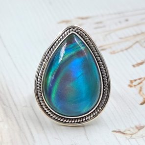 Aurora Opal Size US 7 925 Sterling Silver Ring (REXT54-91)