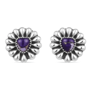 Purple Dahlia Concho Stud Earring