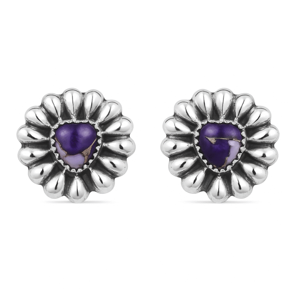 Purple Dahlia Concho Stud Earring