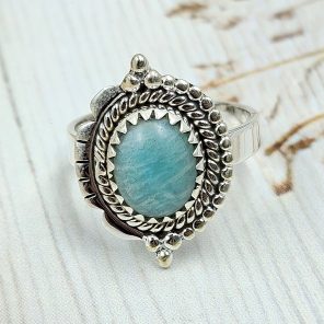 Amazonite 925 Sterling Silver Ring (REXT58-16)