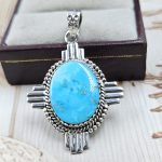 Kingman Turquoise 1.25" 925 Sterling Silver Pendant (REXT55-170)
