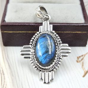 Labradorite 1.25" 925 Sterling Silver Pendant (REXT55-179)