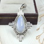 Rainbow Moonstone 1.25" 925 Sterling Silver Pendant (REXT55-181)