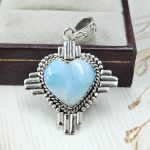 Larimar 1.25" 925 Sterling Silver Pendant (REXT55-176)