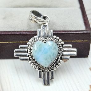 Larimar 1.25" 925 Sterling Silver Pendant (REXT55-175)