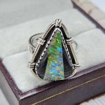 Black Onyx &  Aurora Inlay Size US 7 925 Sterling Silver Ring (REXT62-250)