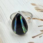 Black Onyx &  Aurora Inlay Size US 7 925 Sterling Silver Ring (REXT62-252)