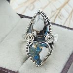 White Buffalo & Mohave Turquoise 925 Sterling Silver Ring (RS19-105)