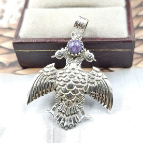 Eagle Charoite Southwest 1.5" 925 Silver Pendant (RS23-45)