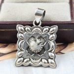 White Buffalo Turquoise Southwest 1.25" 925 Silver Pendant (RS23-38)