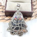 Ghost Pink Dahlia Turquoise Southwest 1.5" 925 Silver Pendant (RS23-40)