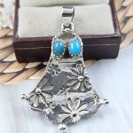 Ghost Kingman Turquoise Southwest 1.5" 925 Silver Pendant (RS23-59)