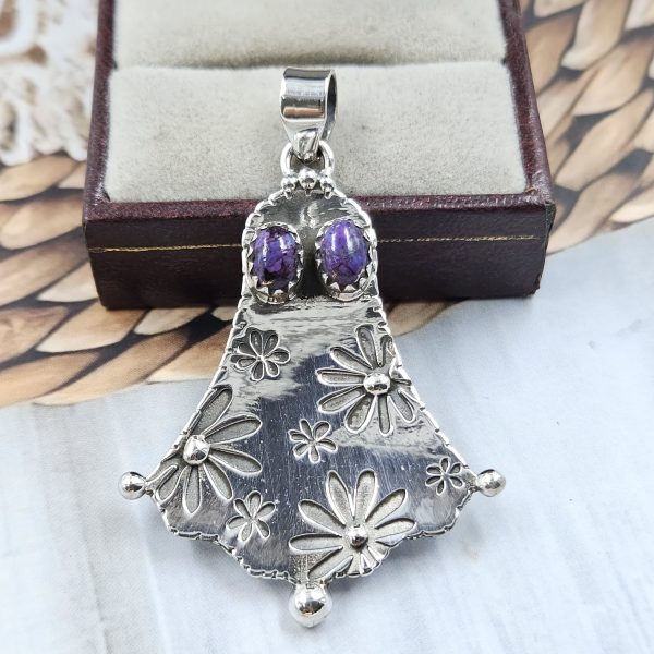 Ghost Charoite Southwest 1.5" 925 Silver Pendant (RS23-60)