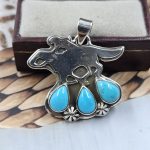 Horse Rider Kingman Turquoise Southwest 1.25" 925 Silver Pendant (RS23-76)