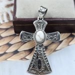 Cross Wild Horse Jasper Southwest 1.5" 925 Silver Pendant (RS23-62)