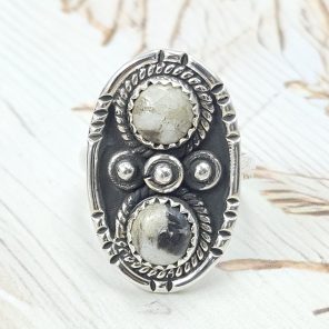 White Buffalo Turquoise 925 Sterling Silver Ring (REXT22-63)