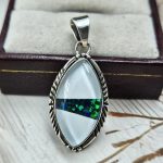 Aurora Opal Inlay 1.25" 925 Silver Pendant (RS32-131)