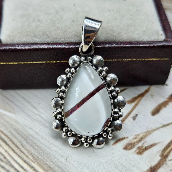 Aurora Opal Inlay 1.25" 925 Silver Pendant (RS32-127)