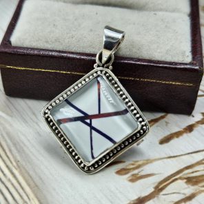 Aurora Opal Inlay 1.25" 925 Silver Pendant (RS32-125)