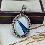 Aurora Opal Inlay 1.25" 925 Silver Pendant (RS32-120)