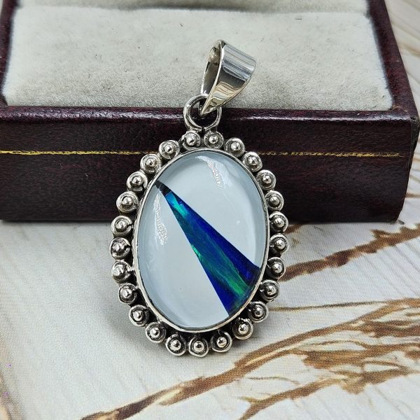 Aurora Opal Inlay 1.25" 925 Silver Pendant (RS32-120)
